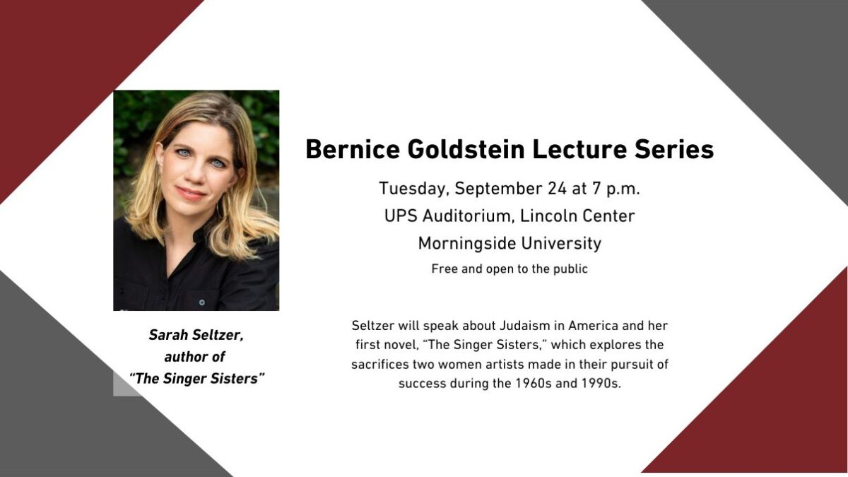 A graphic detailing the Bernice Goldstein Lecture Series on Sept. 24.