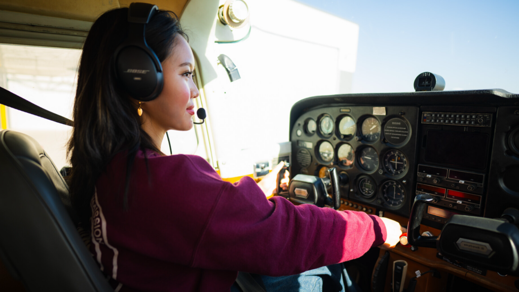 Student Sitting In Morningside Plane Cockpit