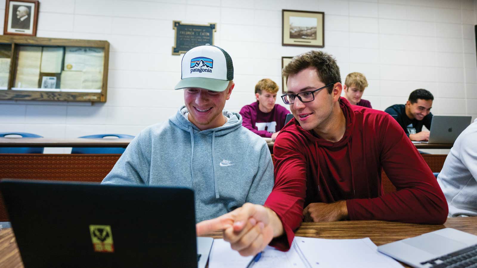 two students in a business class